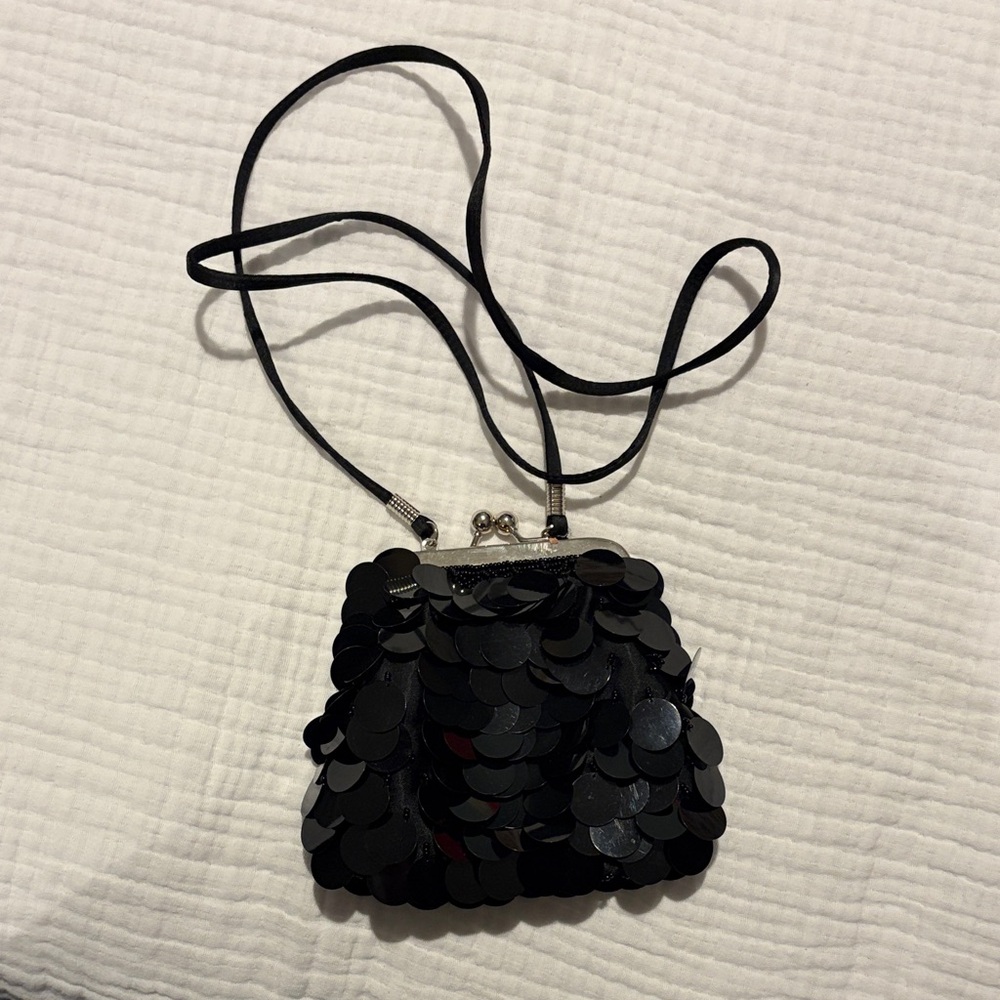 Black Sequin Evening Bag